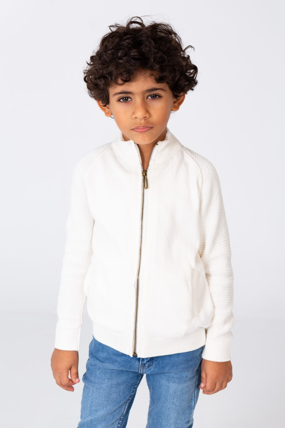 بلوفر للأولاد بسحاب أمامي وأكمام طويلة