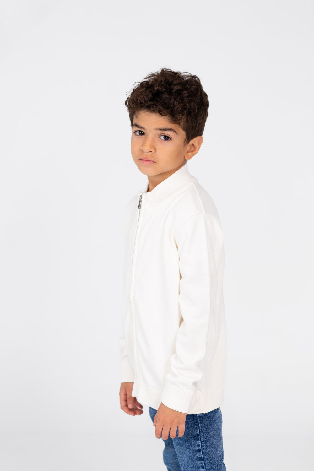 سترة صوفية للأولاد بسحاب أمامي وأكمام طويلة