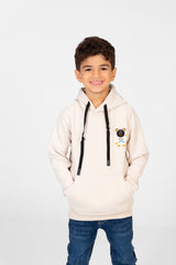 سويت شيرت بغطاء رأس للأولاد مع طباعة أمامية وجيب كنغر