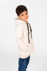 سويت شيرت بغطاء رأس للأولاد مع طباعة أمامية وجيب كنغر