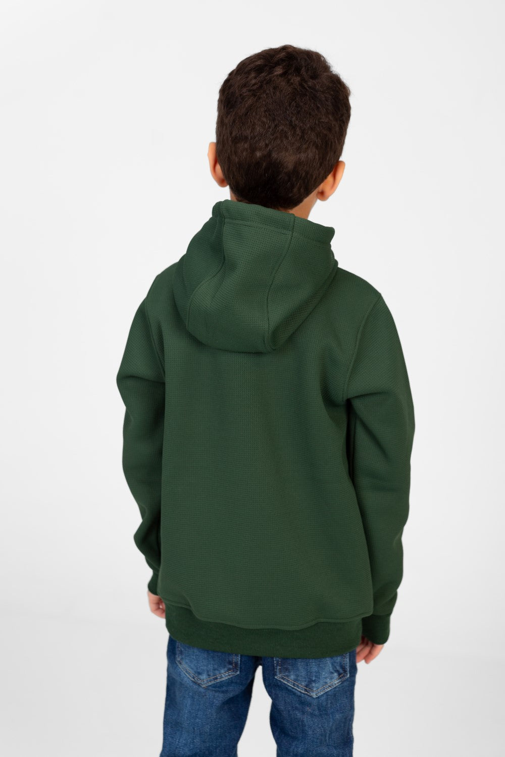 سويت شيرت بغطاء رأس للأولاد مع طباعة أمامية وجيب كنغر