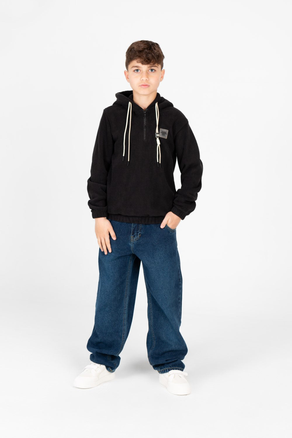 سويت شيرت طماطم بغطاء رأس وسحاب نصفي للأولاد