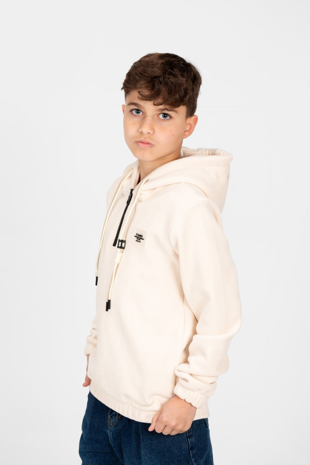 سويت شيرت طماطم بغطاء رأس وسحاب نصفي للأولاد