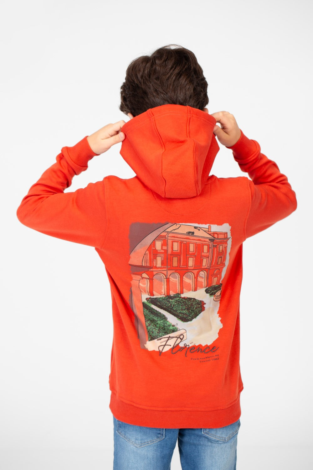 سويت شيرت بغطاء رأس للأولاد بطبعة جرافيكية