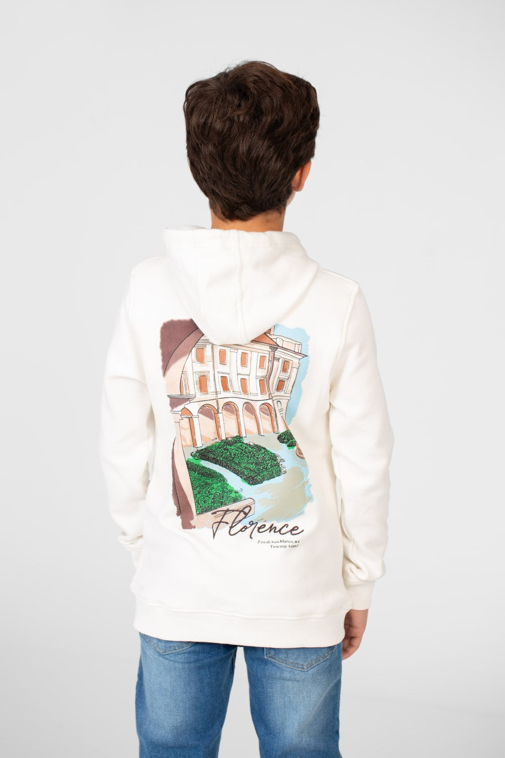 سويت شيرت بغطاء رأس للأولاد بطبعة جرافيكية