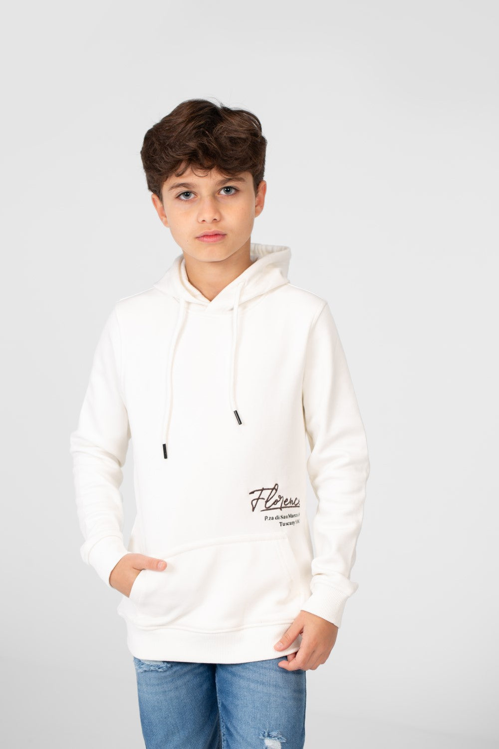 سويت شيرت بغطاء رأس للأولاد بطبعة جرافيكية