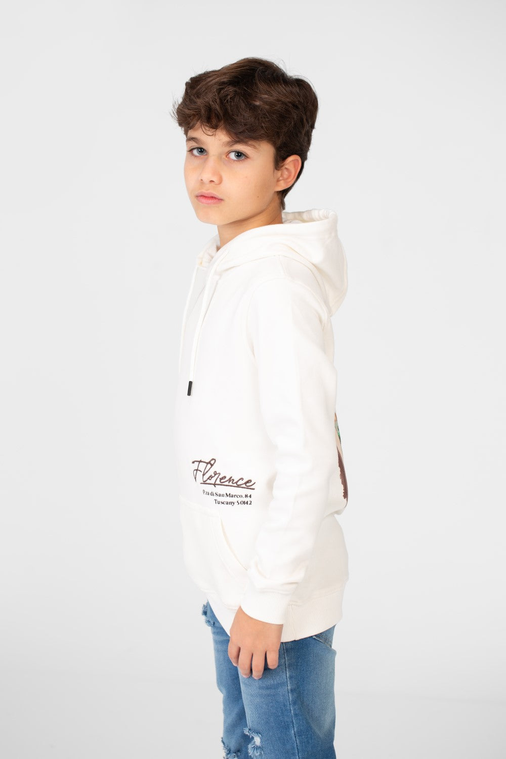 سويت شيرت بغطاء رأس للأولاد بطبعة جرافيكية