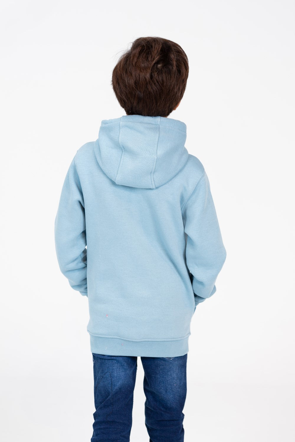 سويت شيرت للأولاد بغطاء رأس مع طباعة نصية على المقدمة