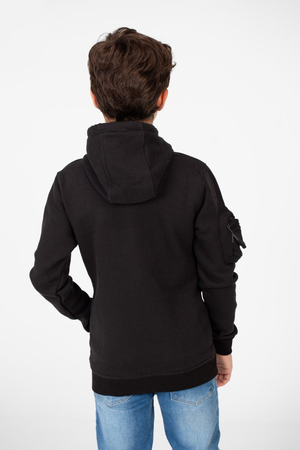 سويت شيرت للأولاد بغطاء رأس وجيب على الأكمام