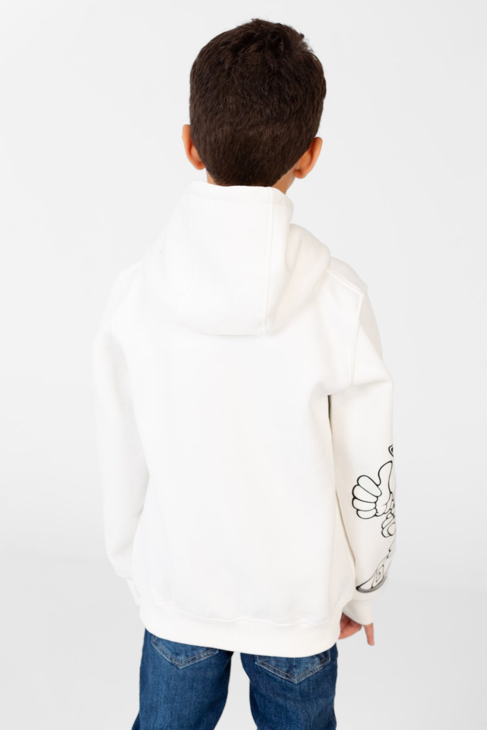 سويت شيرت مطبوع للأولاد بغطاء رأس وجيب كنغر