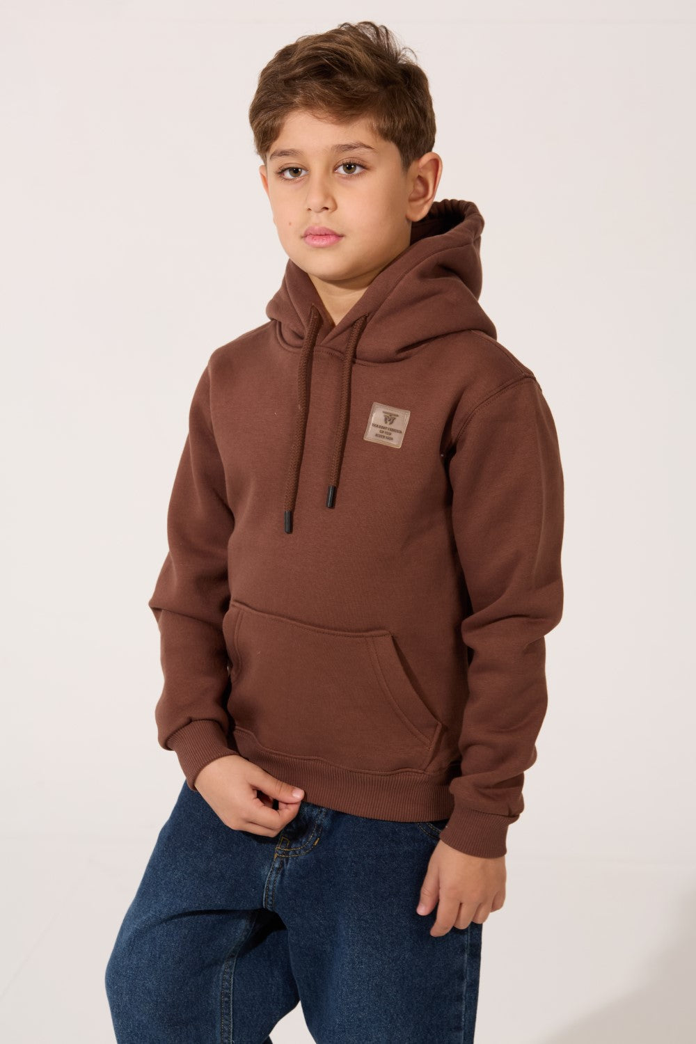 Boy's Tomato Slim Fit Long Sleeve Hoodie Sweatshirt With Front Kangaroo Pocket