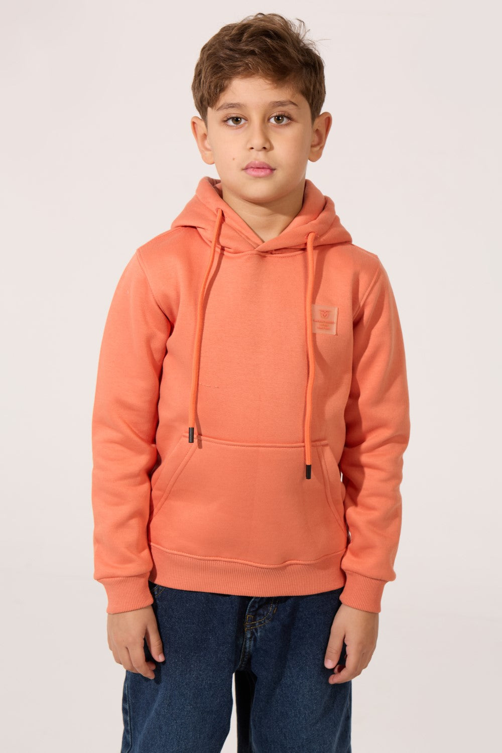 Boy's Basic Tomato Milton Slim Fit Hooded Long Sleeve Sweatshirt