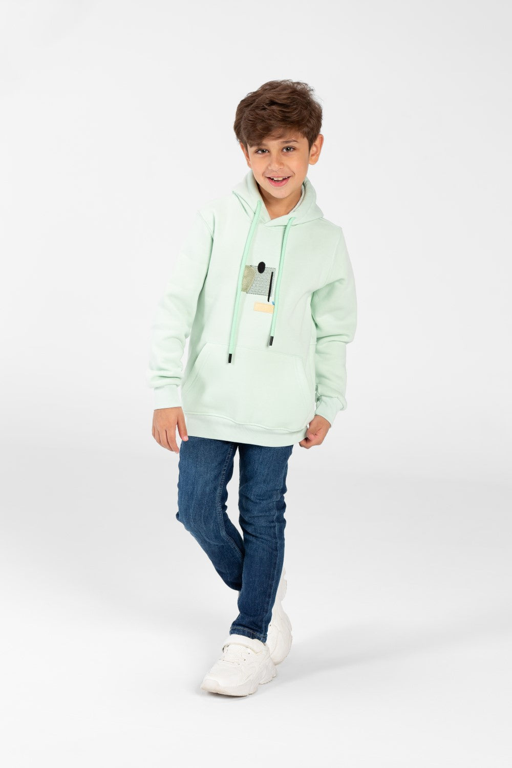 سويت شيرت للأولاد بغطاء رأس وطبعة