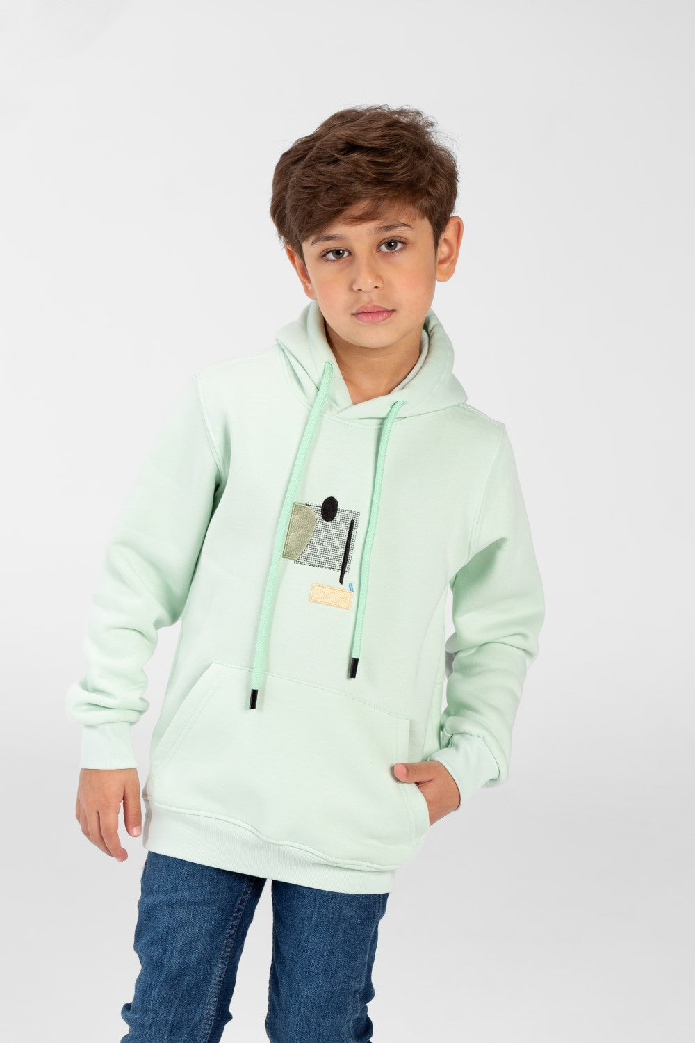 سويت شيرت للأولاد بغطاء رأس وطبعة