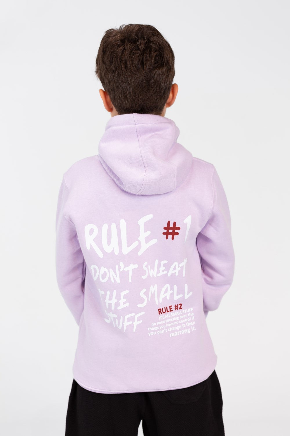 سويت شيرت بغطاء رأس للأولاد مع جيب كنغر وطبعة