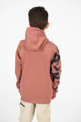 سويت شيرت بغطاء رأس مطبوع بأكمام وجيوب للأولاد