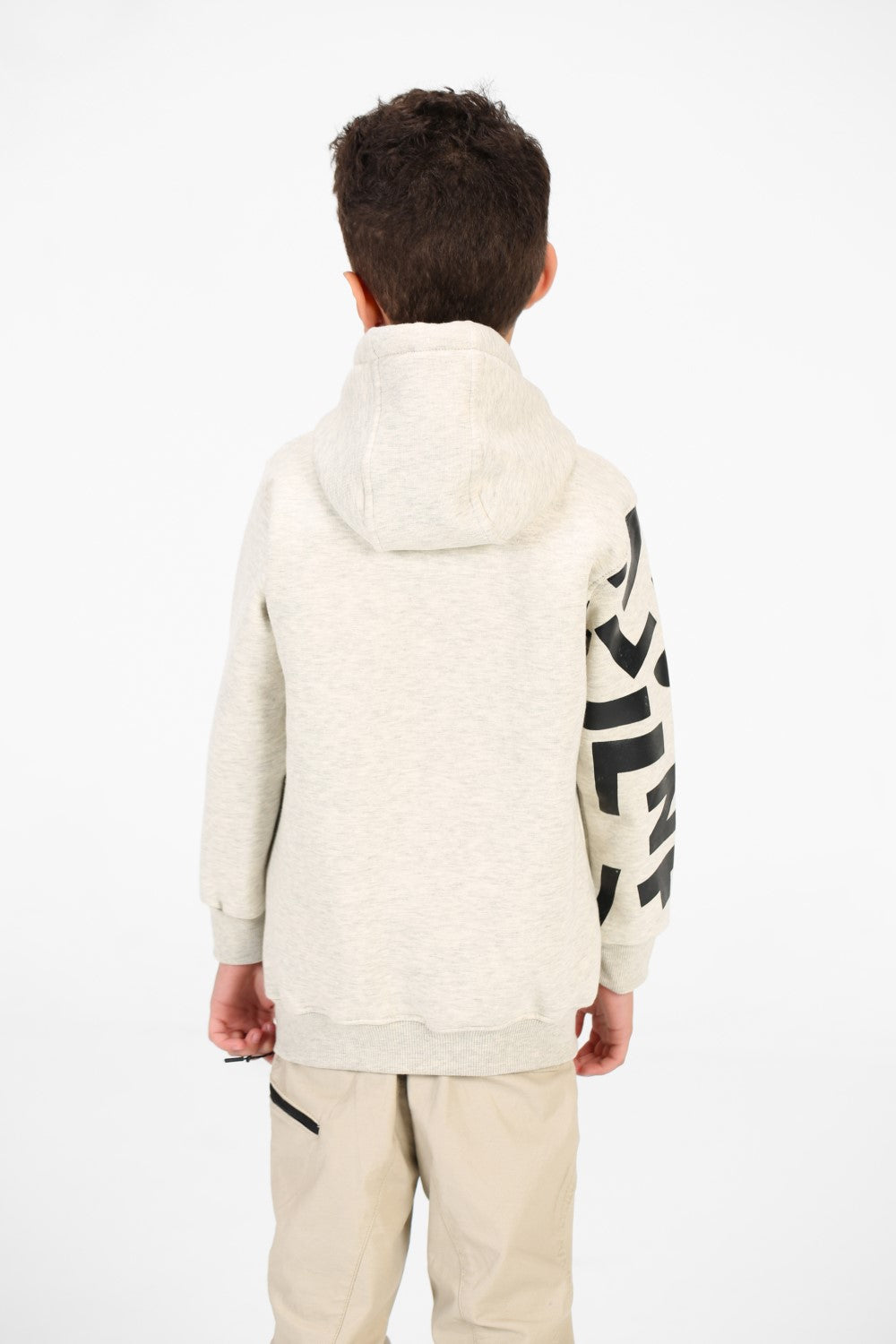 سويت شيرت بغطاء رأس مطبوع بأكمام وجيوب للأولاد