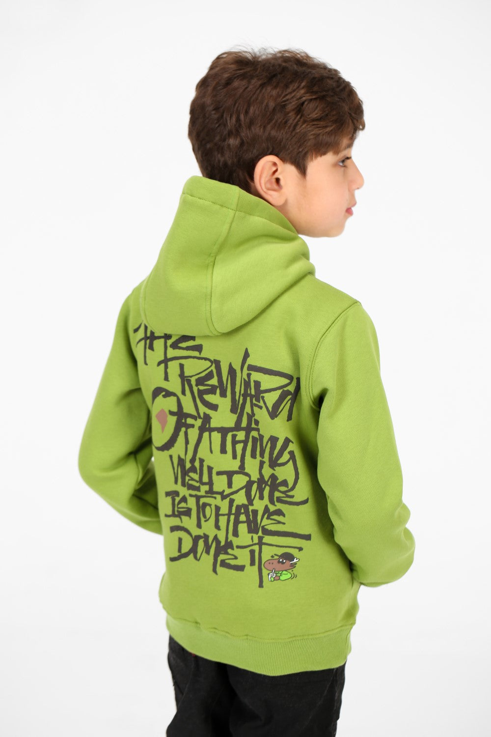 هودي مطبوع للأولاد بأكمام طويلة وجيب الكنغر