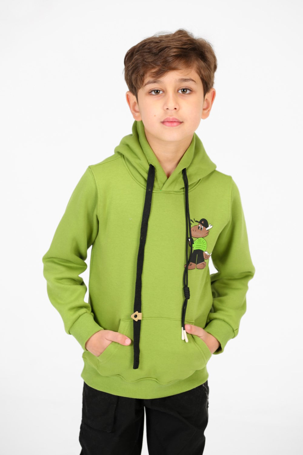 هودي مطبوع للأولاد بأكمام طويلة وجيب الكنغر