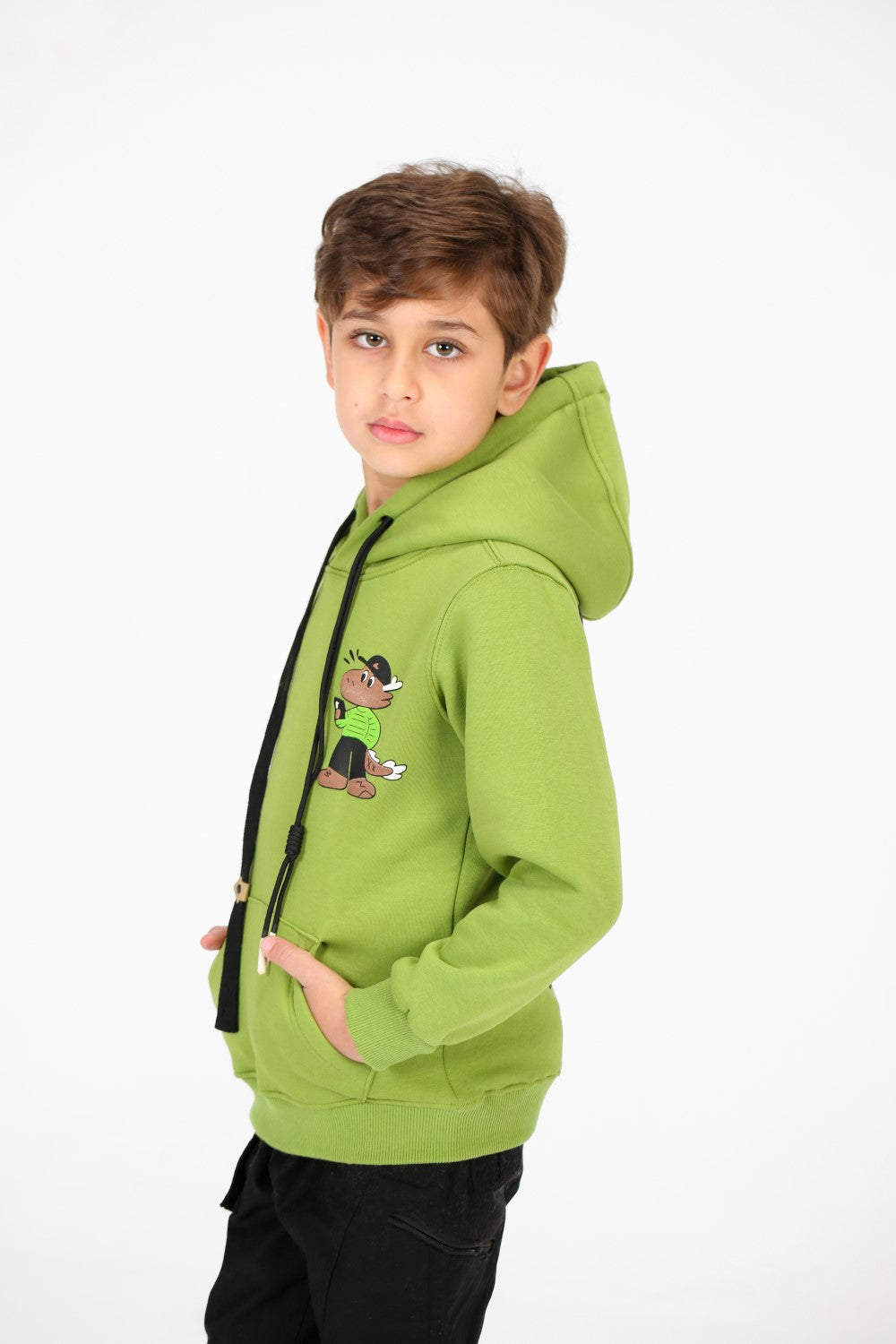 هودي مطبوع للأولاد بأكمام طويلة وجيب الكنغر