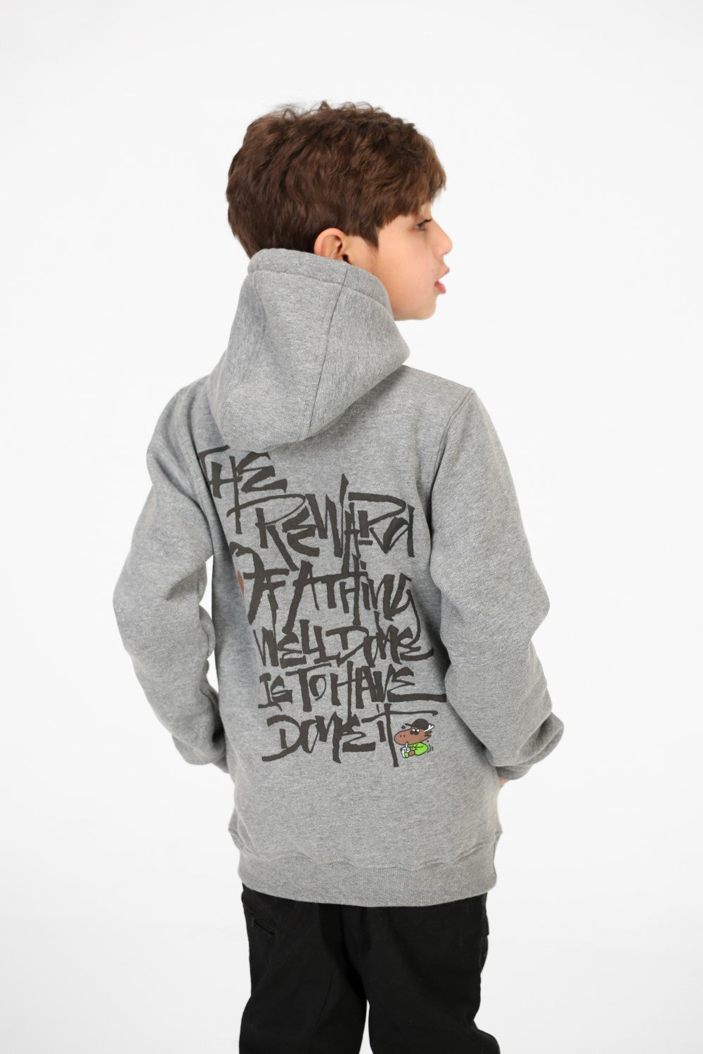 هودي مطبوع للأولاد بأكمام طويلة وجيب الكنغر