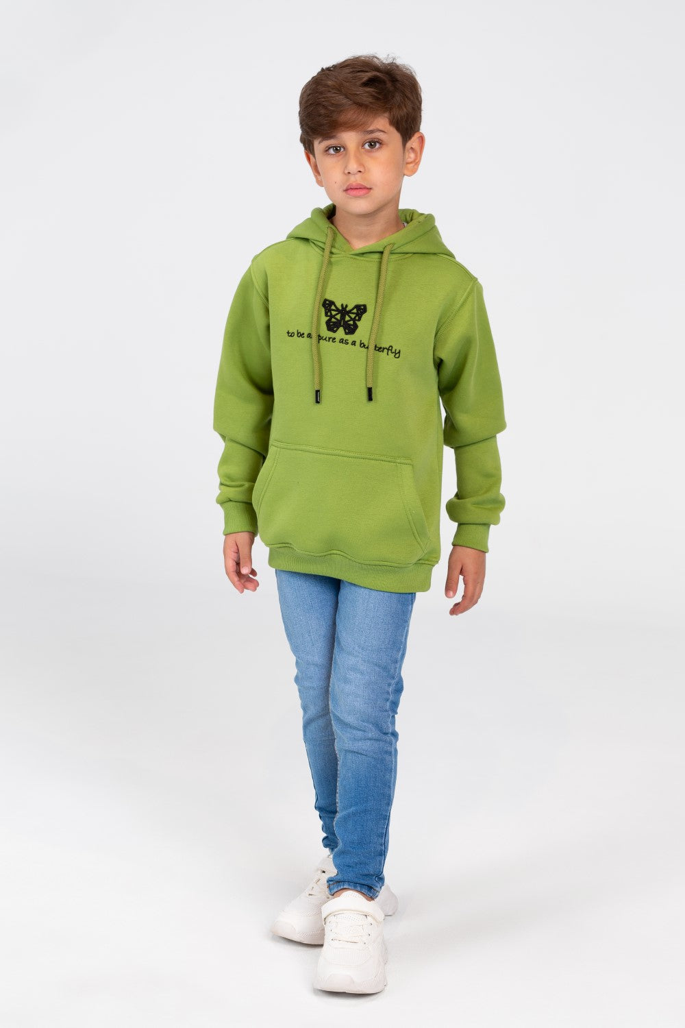 سويت شيرت بقلنسوة أساسي للأولاد مع طباعة أمامية