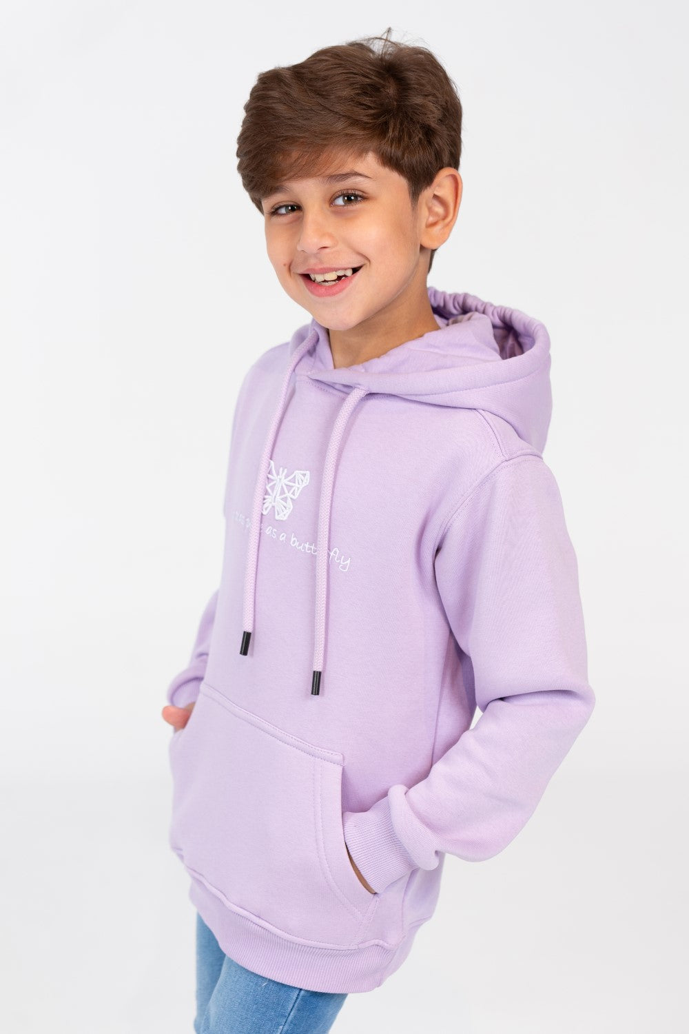 سويت شيرت بقلنسوة أساسي للأولاد مع طباعة أمامية