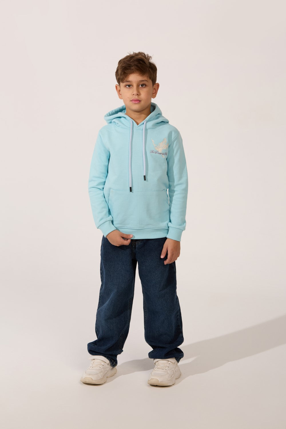 Boy's Printed Hooded Sweatshirt With Long Sleeves And Front Pocket