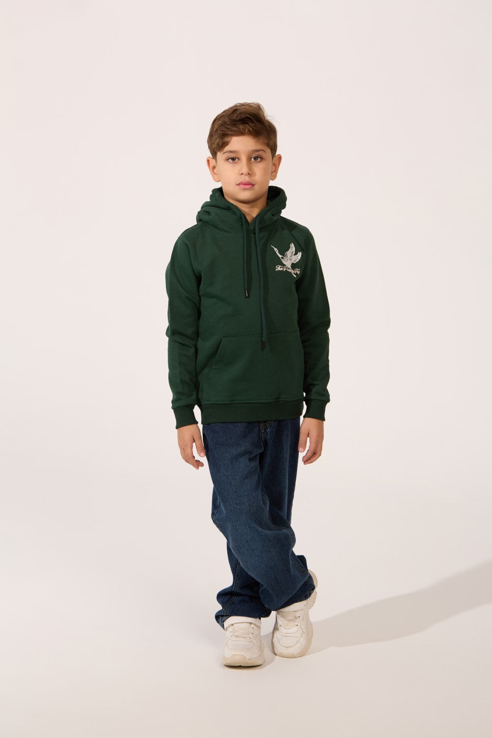Boy's Printed Hooded Sweatshirt With Long Sleeves And Front Pocket