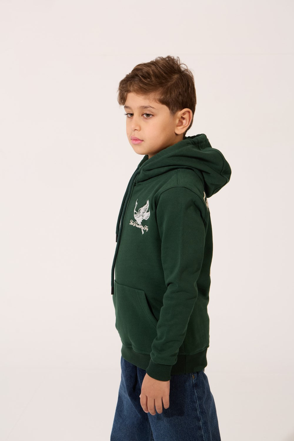 Boy's Printed Hooded Sweatshirt With Long Sleeves And Front Pocket