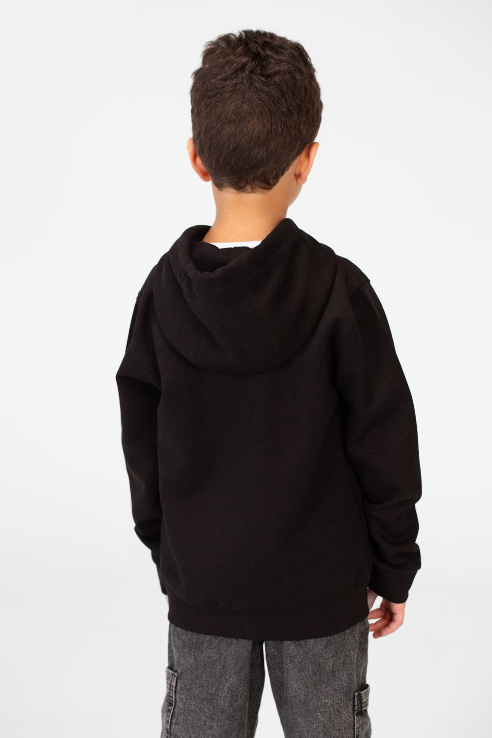 سويت شيرت أساسي للأولاد بغطاء رأس وسحّابات