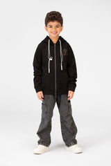 سويت شيرت أساسي للأولاد بغطاء رأس وسحّابات