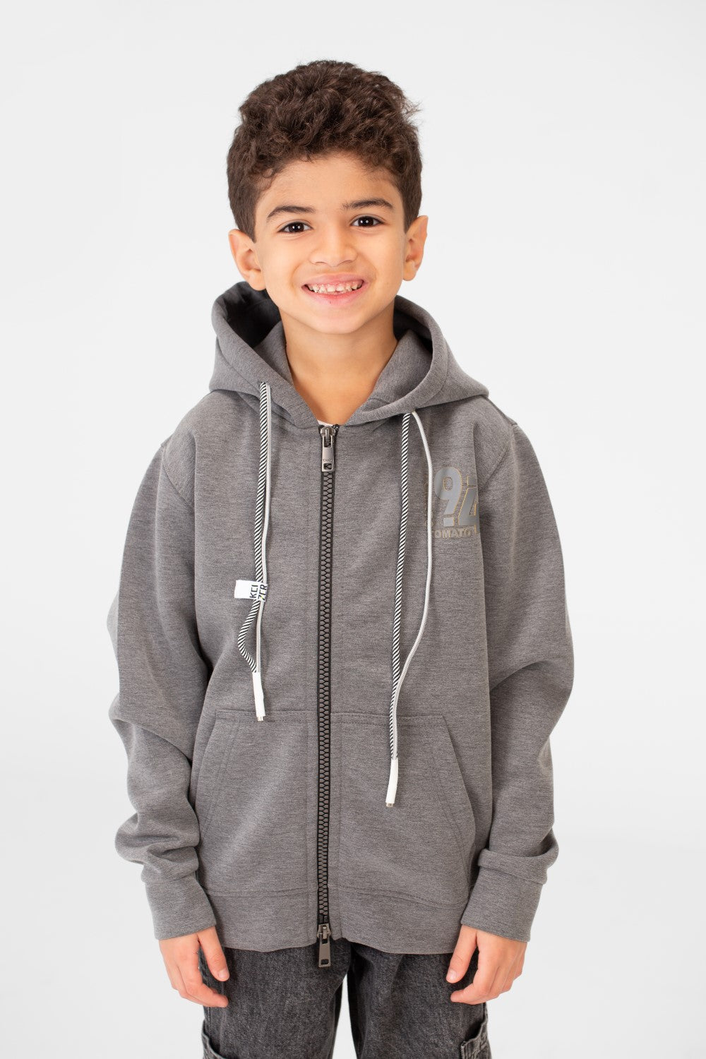 سويت شيرت أساسي للأولاد بغطاء رأس وسحّابات