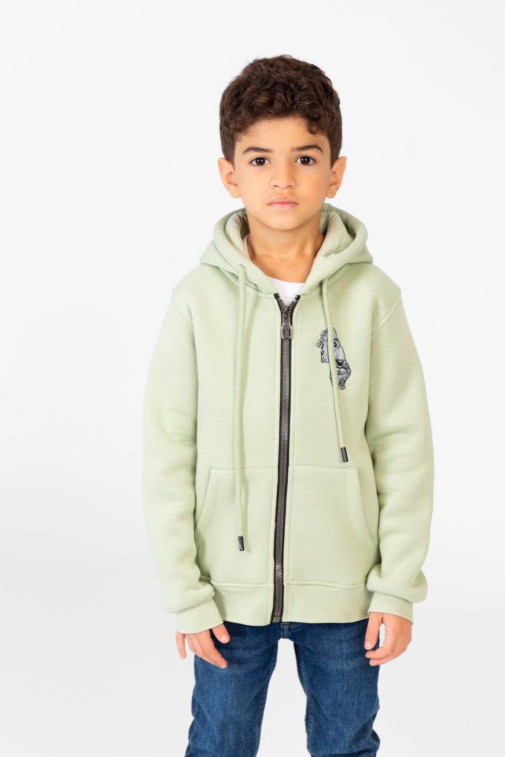 سويت شيرت للأولاد بغطاء رأس وسحاب أمامي كامل