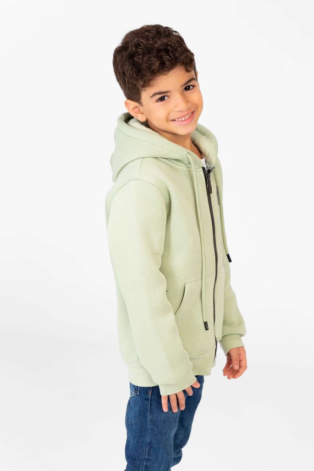 سويت شيرت للأولاد بغطاء رأس وسحاب أمامي كامل