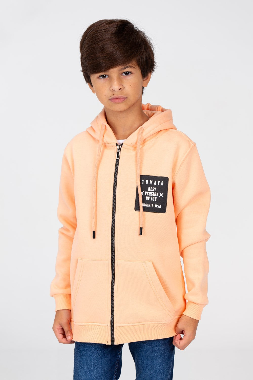 سويت شيرت بسحاب للأولاد بطبعة طماطم وجيوب