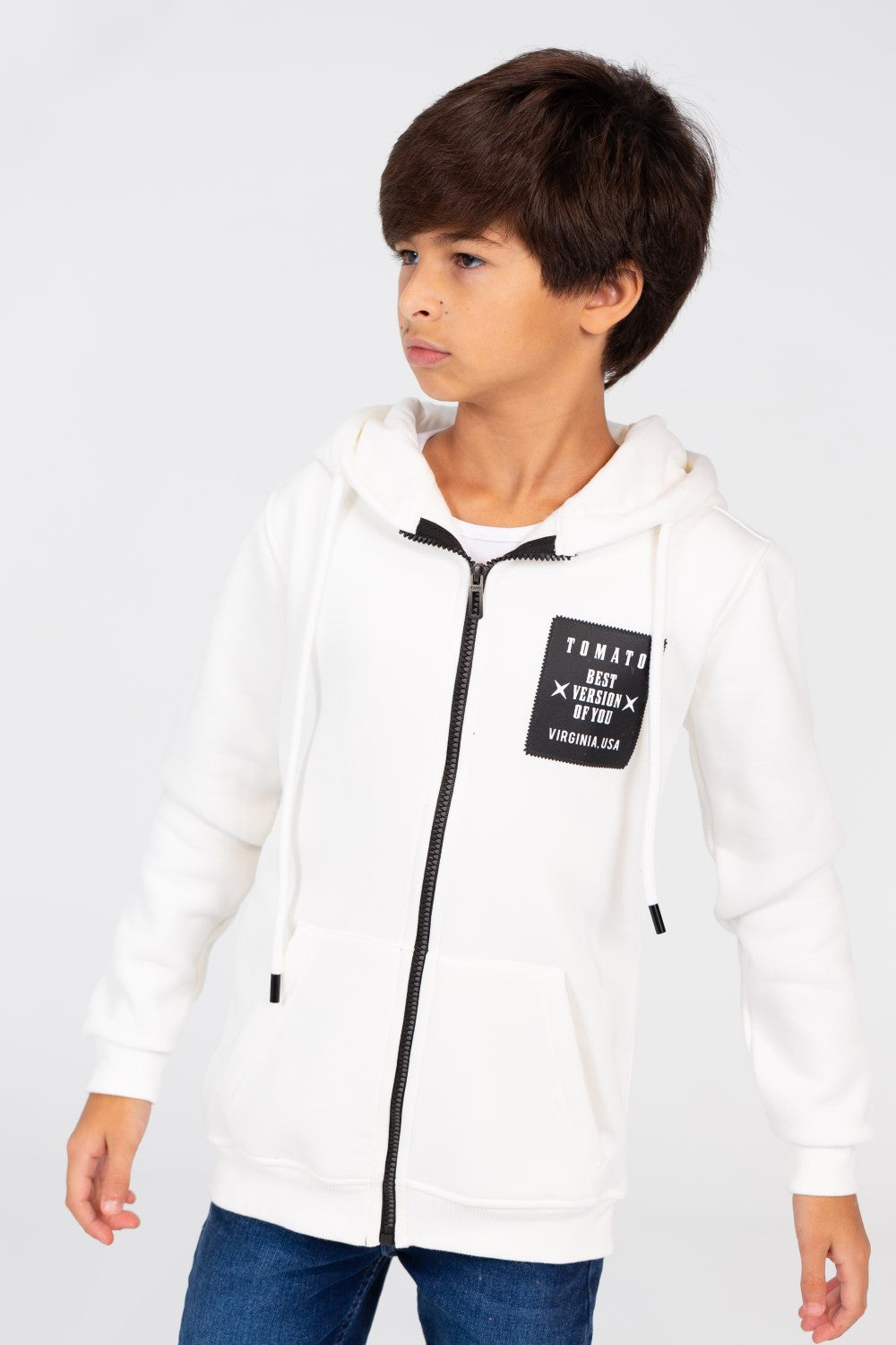 سويت شيرت بسحاب للأولاد بطبعة طماطم وجيوب