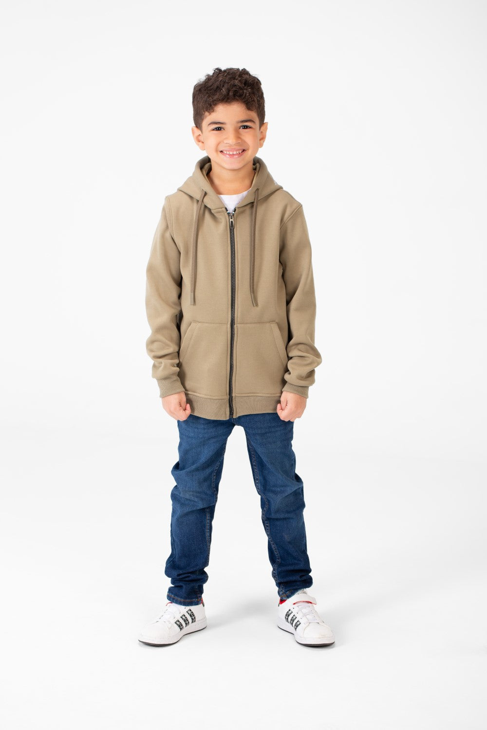 سويت شيرت أساسي للأولاد بغطاء رأس وسحّابات كاملة