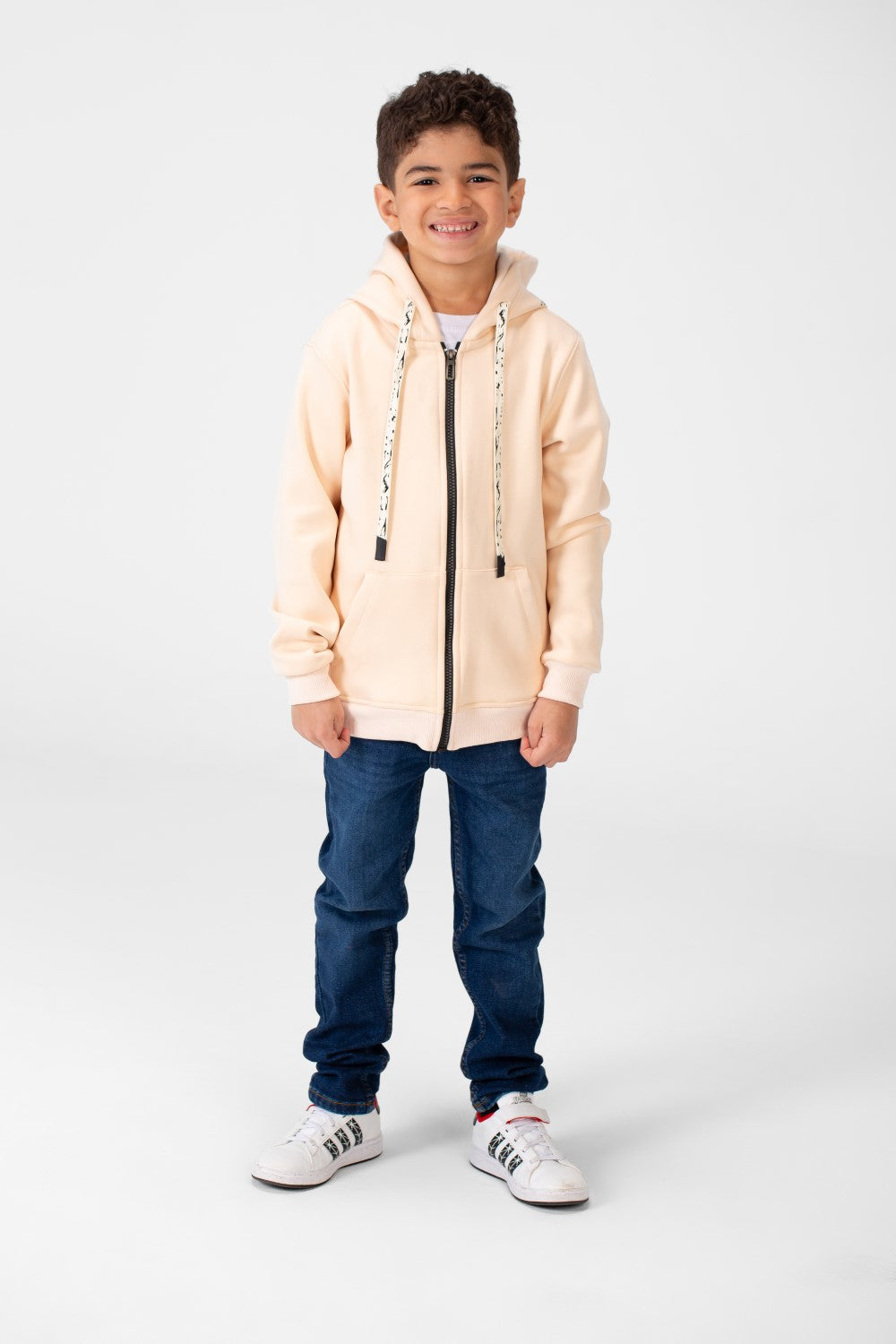 سويت شيرت أساسي للأولاد بغطاء رأس وسحّابات كاملة