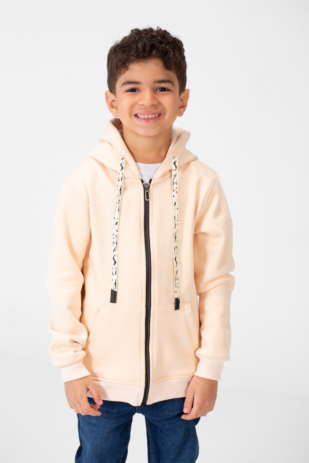 سويت شيرت أساسي للأولاد بغطاء رأس وسحّابات كاملة