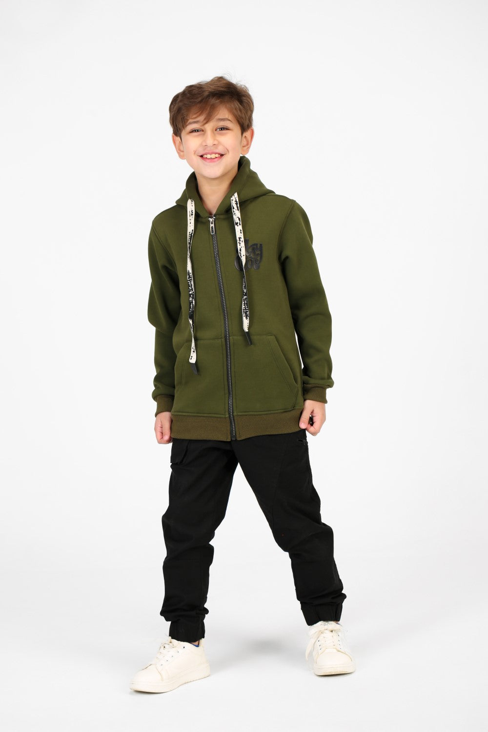 سويت شيرت طماطم للأولاد بأكمام طويلة وسحاب وجيوب