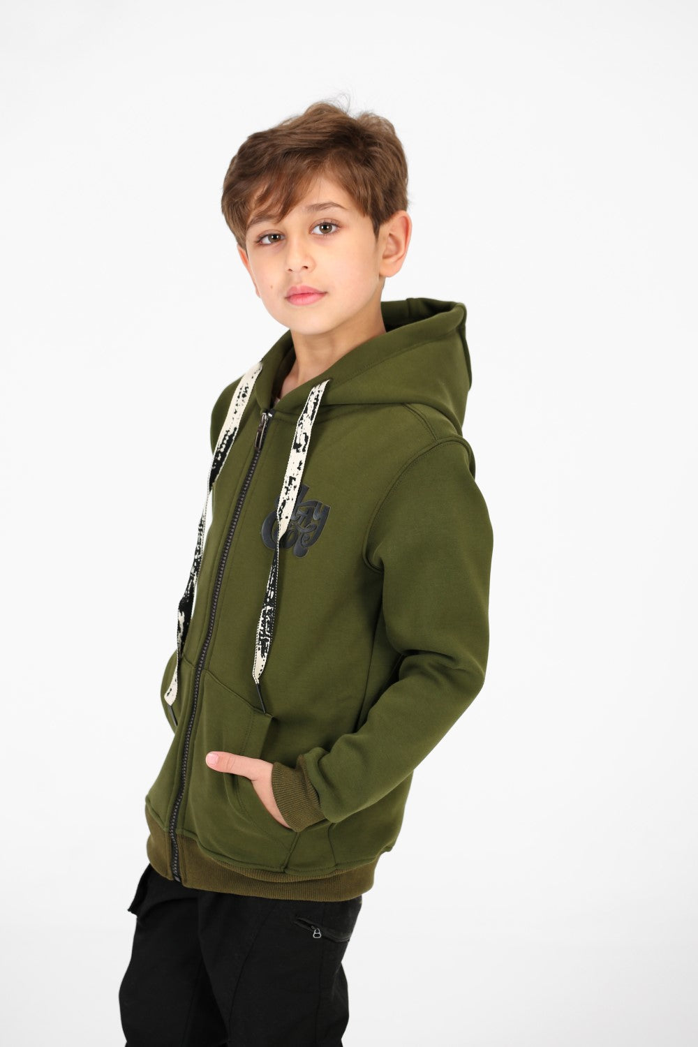 سويت شيرت طماطم للأولاد بأكمام طويلة وسحاب وجيوب