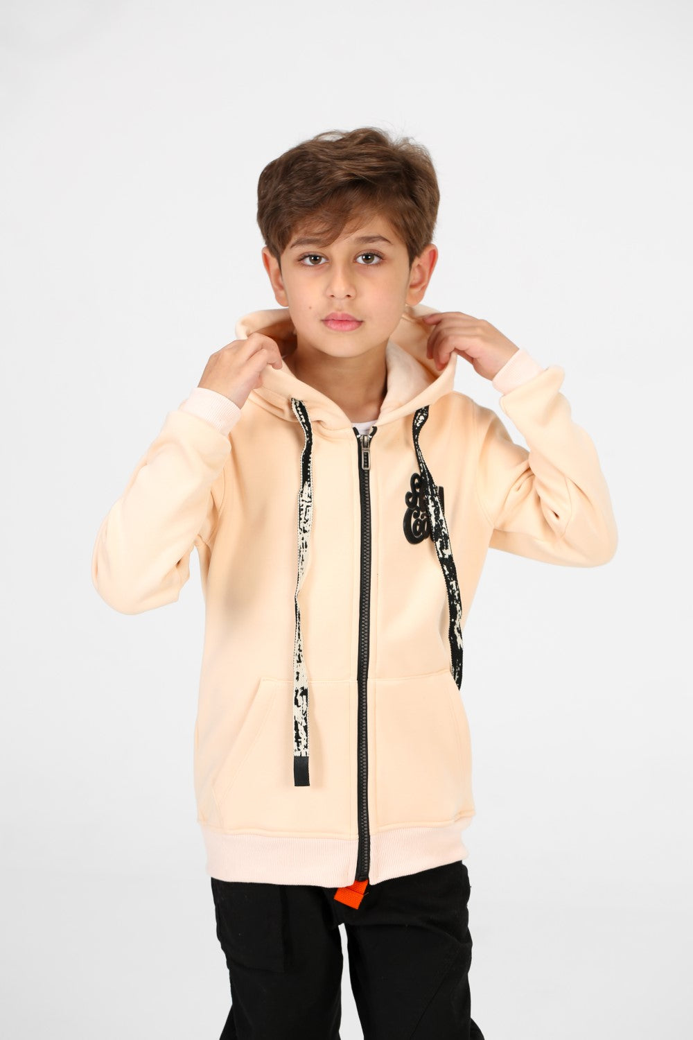 سويت شيرت طماطم للأولاد بأكمام طويلة وسحاب وجيوب