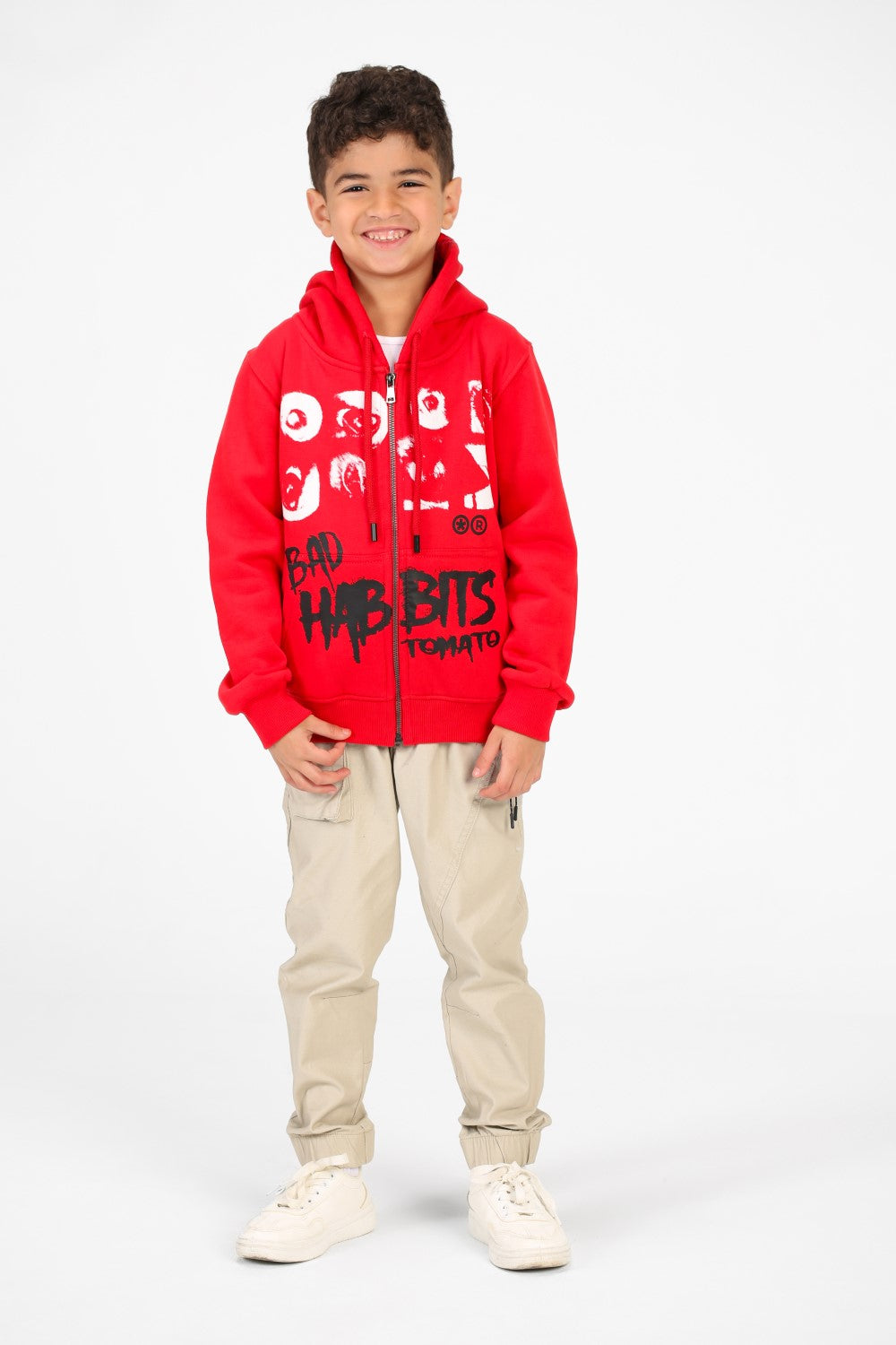 سويت شيرت بسحاب كامل مطبوع عليه طماطم للأولاد