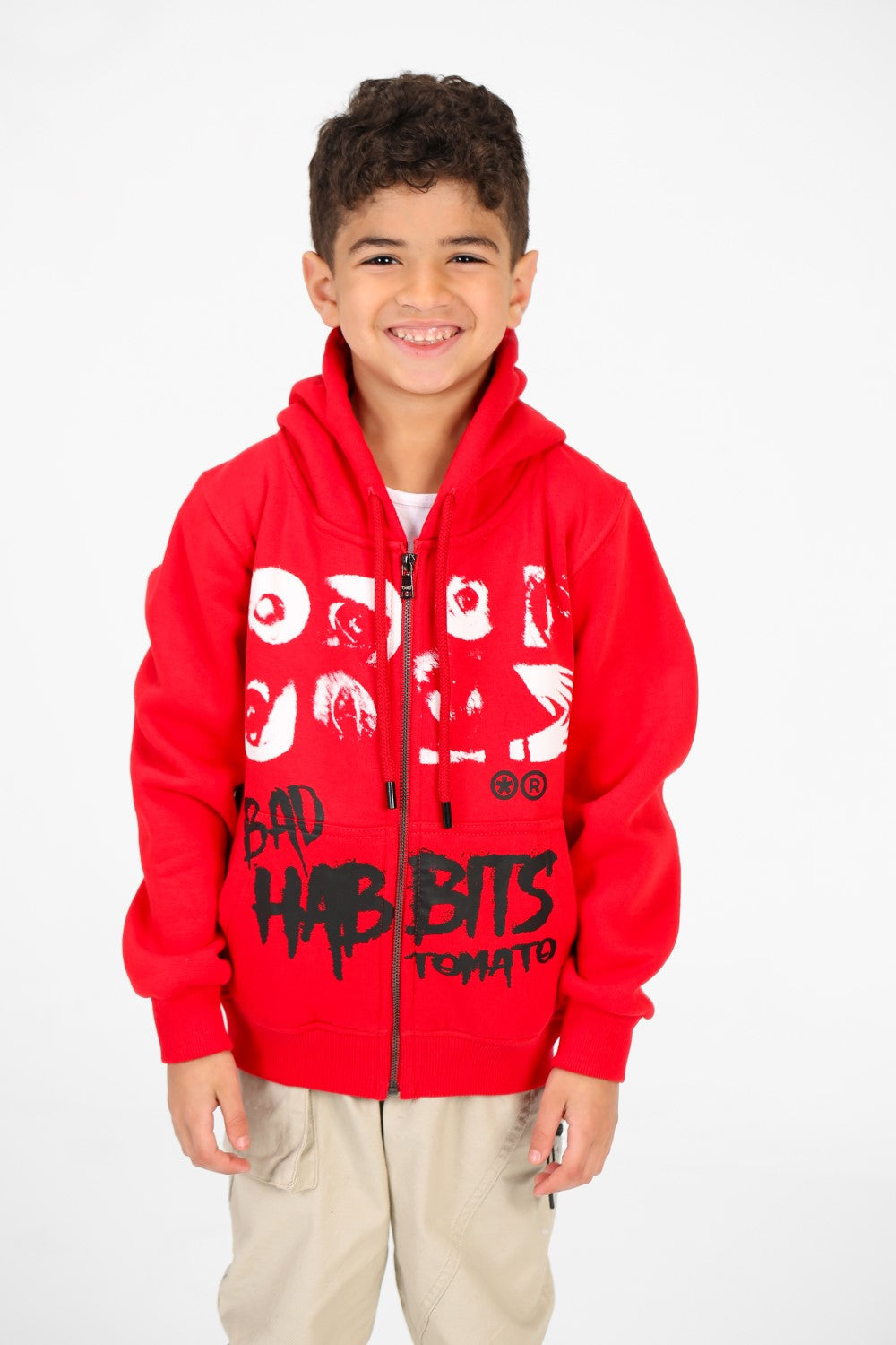 سويت شيرت بسحاب كامل مطبوع عليه طماطم للأولاد