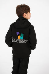 سويت شيرت مطبوع بغطاء رأس وسحّاب للأولاد