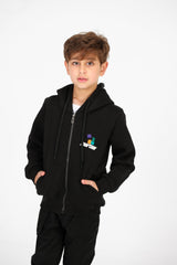 سويت شيرت مطبوع بغطاء رأس وسحّاب للأولاد