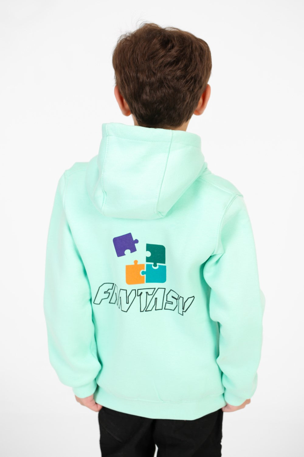 سويت شيرت مطبوع بغطاء رأس وسحّاب للأولاد
