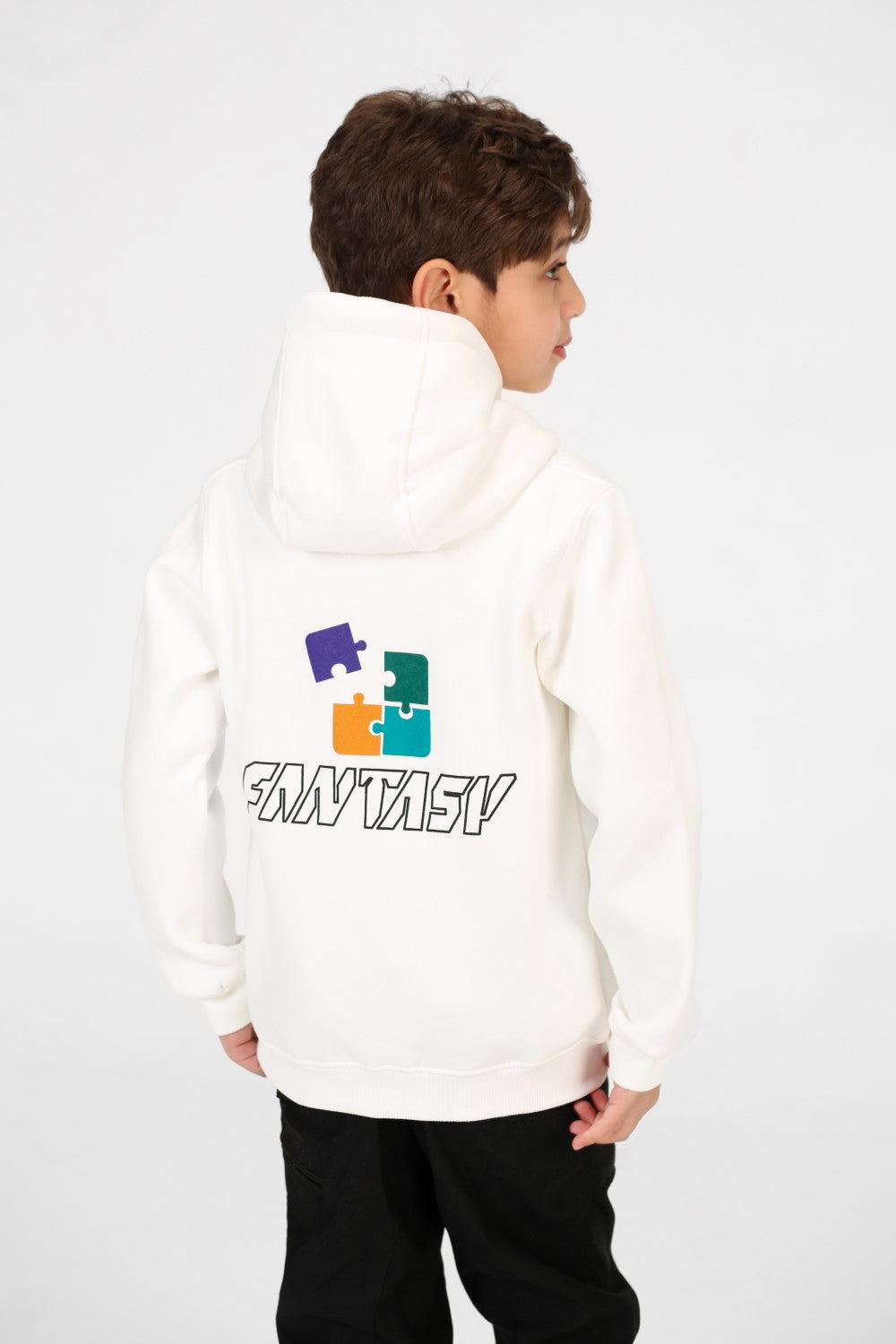 سويت شيرت مطبوع بغطاء رأس وسحّاب للأولاد