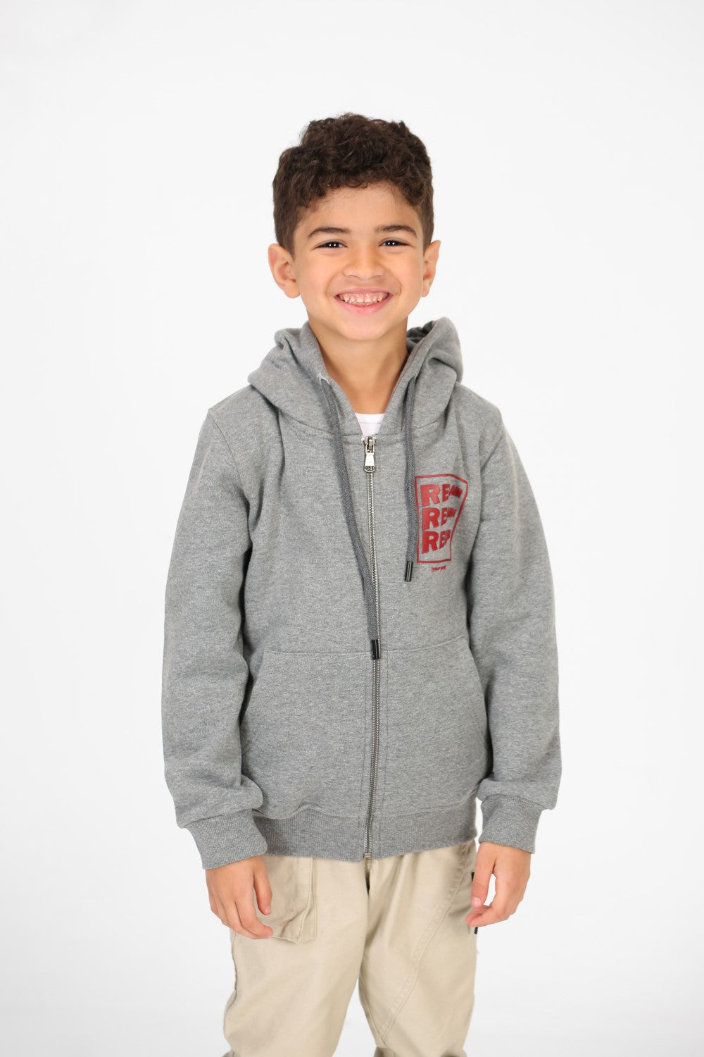 سويت شيرت مطبوع للأولاد بسحاب وجيوب وأكمام طويلة